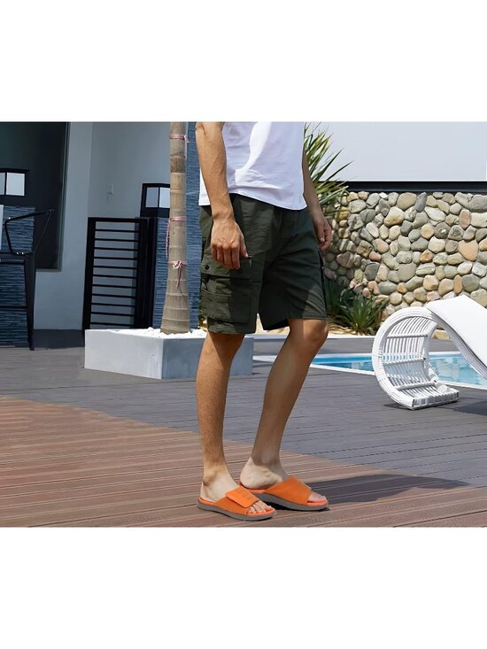 Men\'s Grey And Orange Orthotic Plantar Fasciitis Open Toe Athletic Sandal Shoes